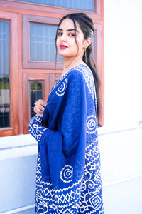 Indigo Ajrakh Straight Kurta 3-Piece Set